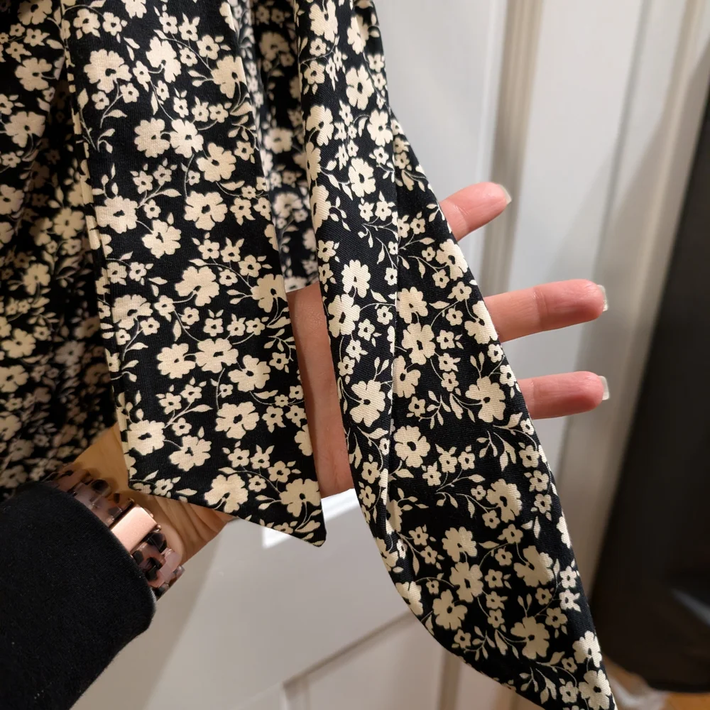 Sezane Black and Cream Floral Mini Dress - Picture 3 of 7